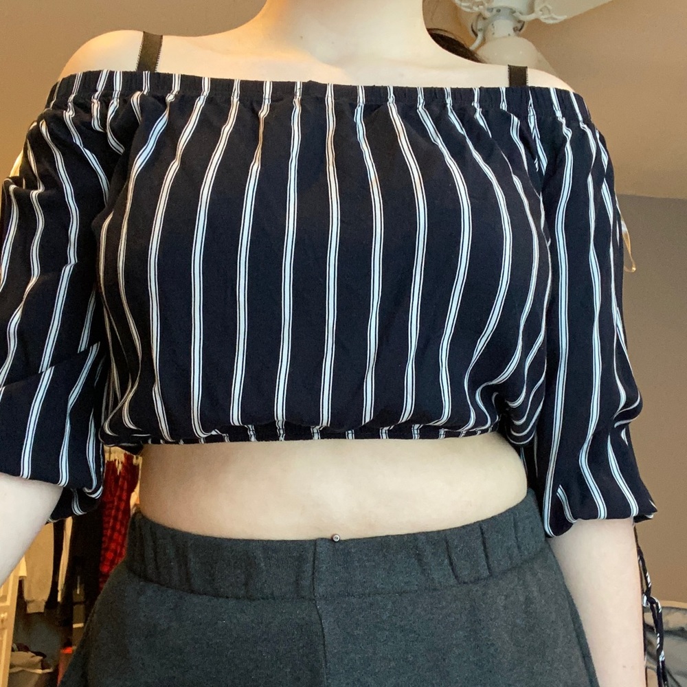 pacsun la hearts off the shoulder tee